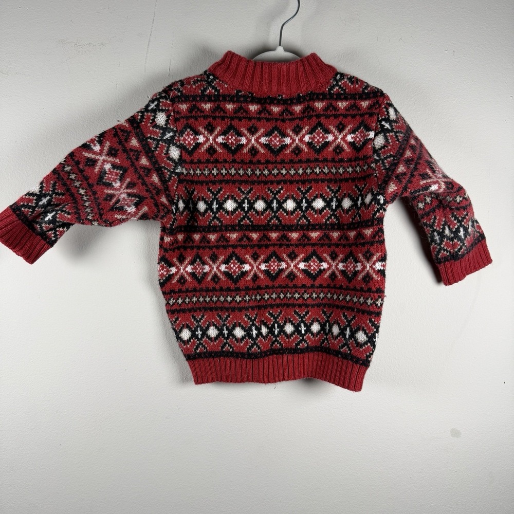 The Children's Place 12 Month 1/4 Zip Winter Holiday SweaterToddler Knit Red - Picture 5 of 9